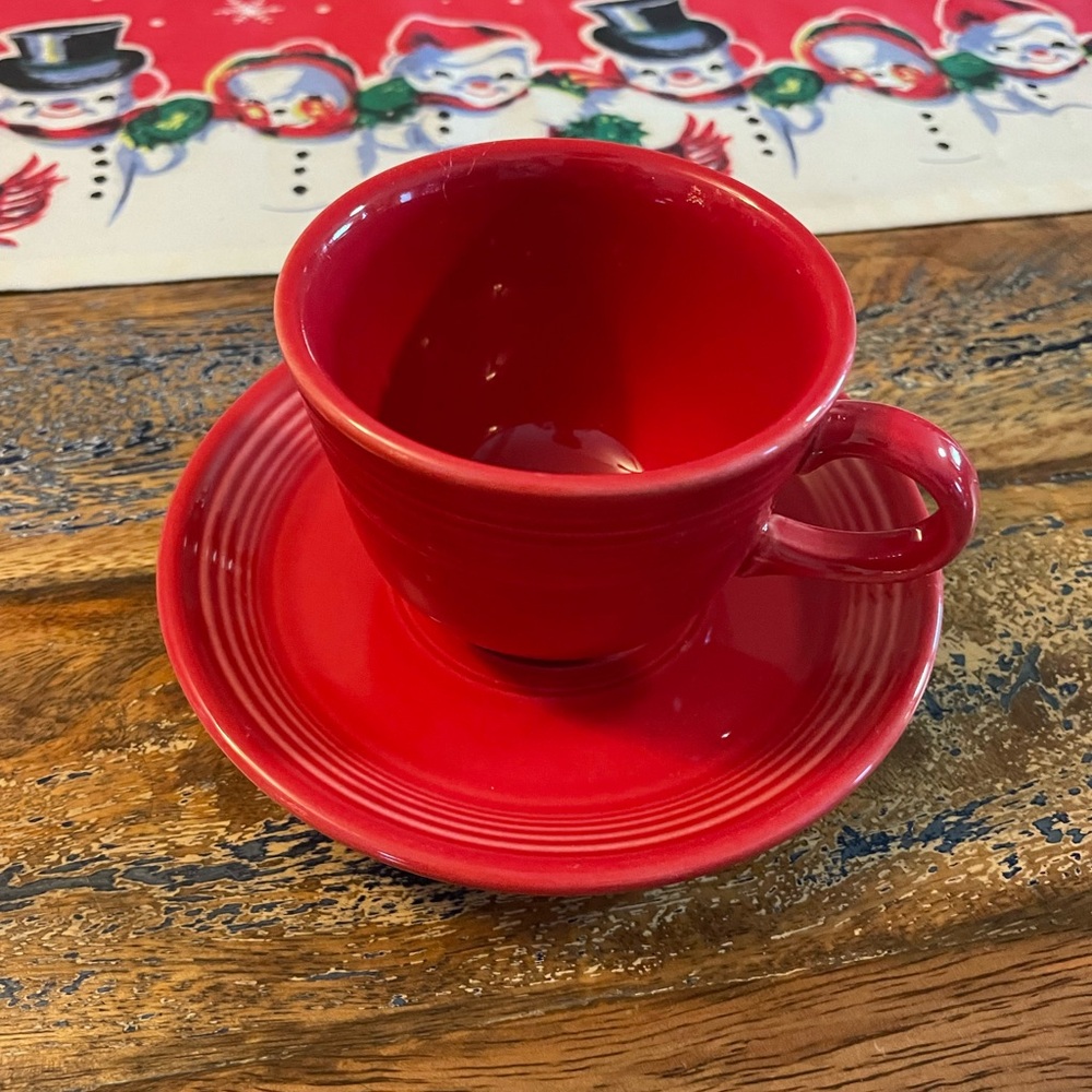 Fiestaware Tea Cup and Saucer, Red